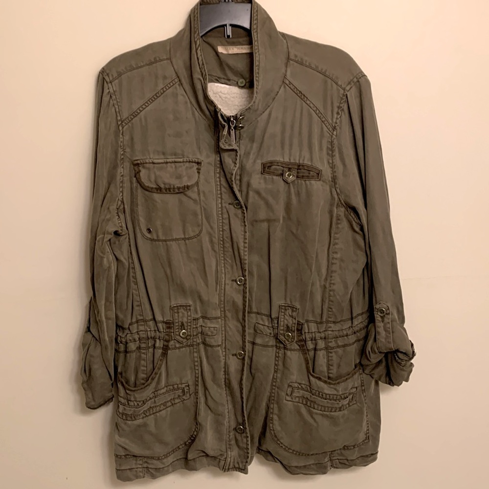 Insulated Military Cargo Jacket Max Jeans Olive Green Utility Jacket - Picture 1 of 16